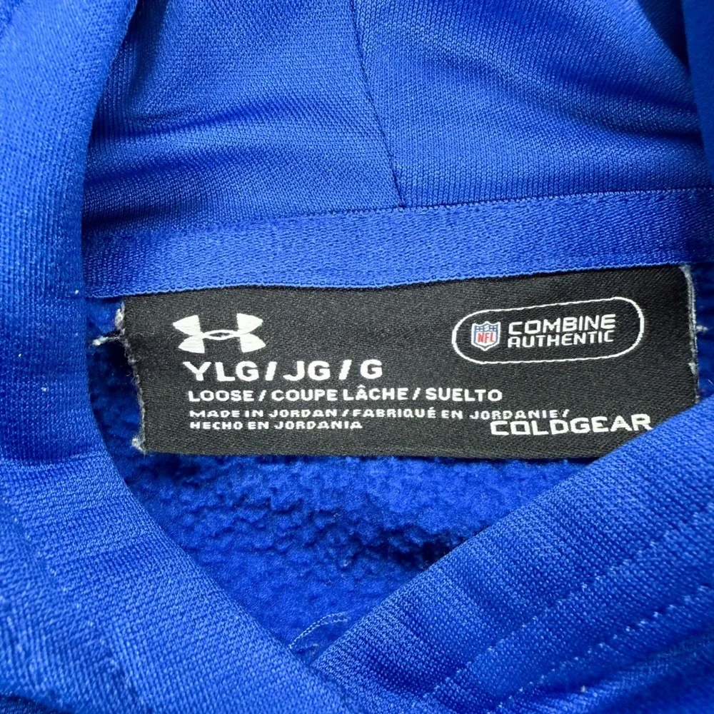 Under Armour Hoodie Kids Large Blue Excellent NFL New‎ York Giants ColdGear
